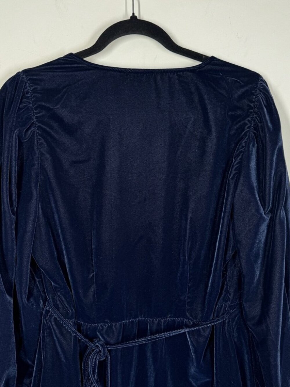 GAP Velvet Wrap Dress Navy Blue Size M Ruffle Hem Holiday Party Formal Chic - Picture 10 of 13